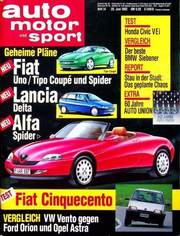 Deckblatt Auto Motor und Sport (14/1992)